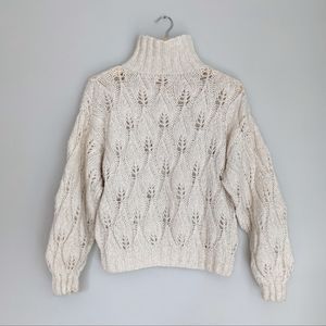 Handknit Pointelle Mockneck Sweater